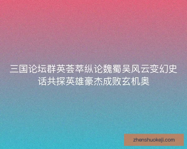 三国论坛群英荟萃纵论魏蜀吴风云变幻史话共探英雄豪杰成败玄机奥